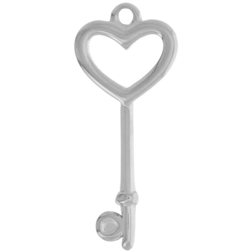 Pendente chiave a forma di cuore 35x15 mm - Acciaio inossidabile 304L x1