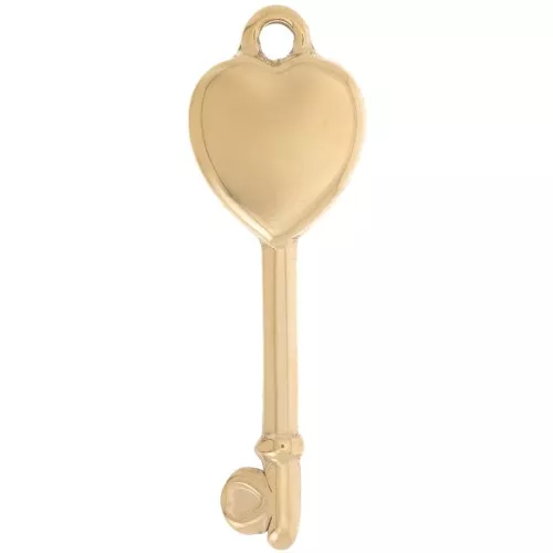Pendente chiave a forma di cuore 36x12 mm - Acciaio inossidabile 304L Dorato x1