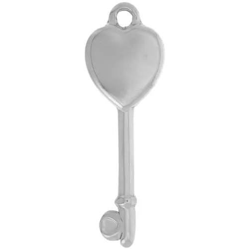 Pendente chiave a forma di cuore 36x12 mm - acciaio inossidabile 304L x1