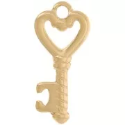 Pendente chiave a forma di cuore 28,5x13 mm - Acciaio inossidabile 304L Dorato x1