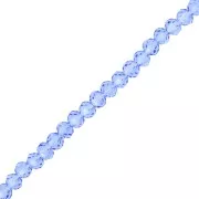 Perla rotonda sfaccettata - tonda appiattita 3,5x3 mm - Zaffiro chiaro x33cm