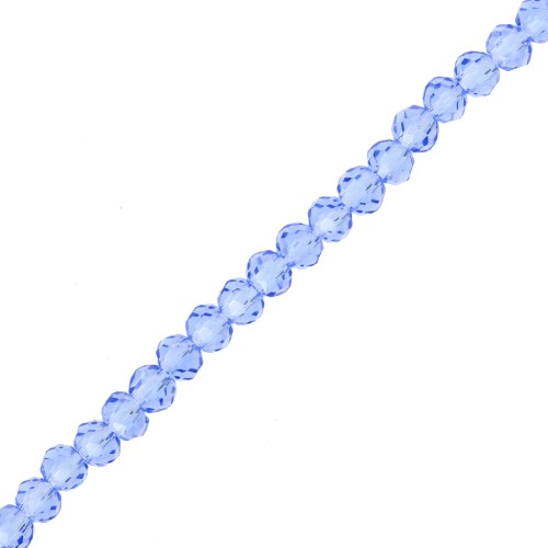 Perla rotonda sfaccettata - tonda appiattita 3,5x3 mm - Zaffiro chiaro x33cm