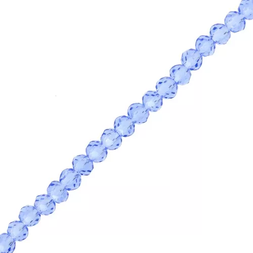 Perla rotonda sfaccettata - tonda appiattita 3,5x3 mm - Zaffiro chiaro x33cm
