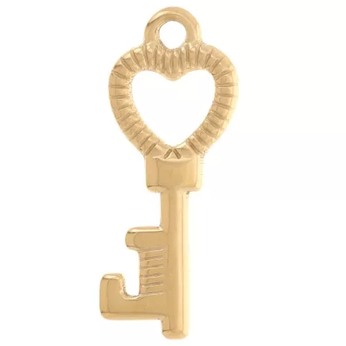 Pendente a forma di cuore 27x11 mm - Acciaio inossidabile 304L Dorato x1