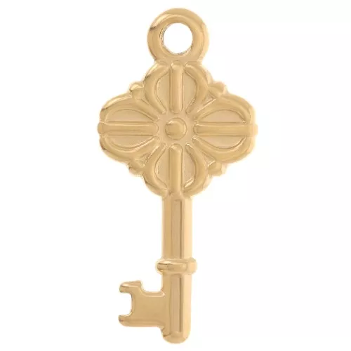 Pendente a chiave antico 25,5x12 mm - Acciaio inossidabile 304L Dorato x1