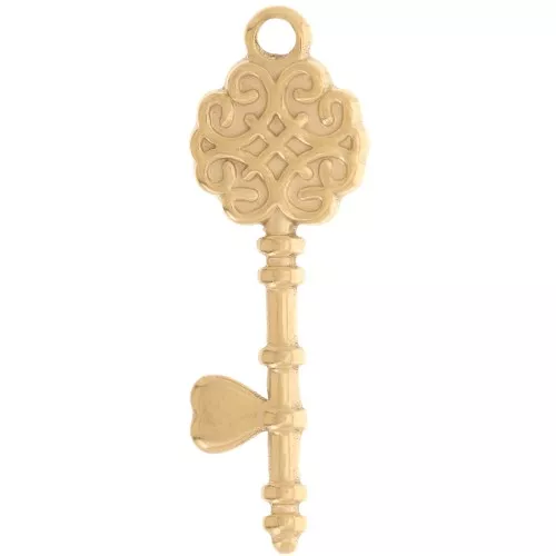 Pendente a forma di chiave barocca 34,5x11,5 mm - Acciaio inossidabile 304L Dorato x1