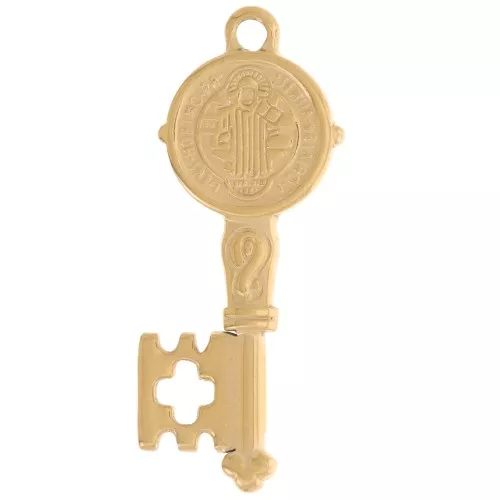 Pendente a forma di chiave 35,5x14 mm - motivo religioso - acciaio inossidabile 304L Dorato x1