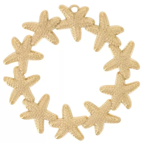Pendenti a forma di corona di stelle marine 36 mm - Acciaio inossidabile 304L Dorato x2