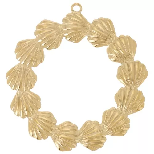 Pendenti a corona conchiglia 35 mm - Acciaio inossidabile 304L Dorato x2