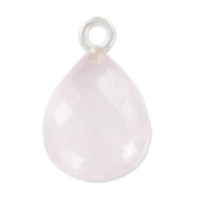 Pendente goccia sfaccettato 13x10 mm Argento 925/Quartz Rose x1