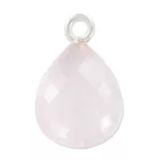 Pendente goccia sfaccettato 13x10 mm Argento 925/Quartz Rose x1