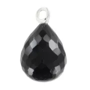 Pendente goccia sfaccettato 13x10 mm Argento 925/Onyx Nero x1