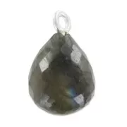 Pendente goccia sfaccettato 13x10 mm Argento 925/Labradorite x1