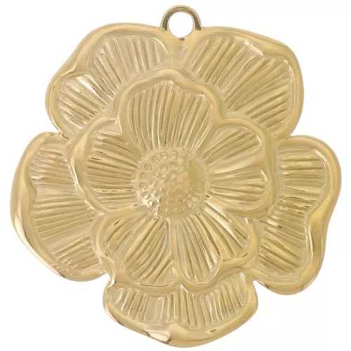 Pendenti a fiore 42x39 mm - Acciaio inossidabile 304L Dorato x2