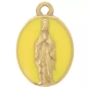 Ciondolo ovale 15x10mm - Motivo religioso - Acciaio inox304L Dorato - Giallo x1