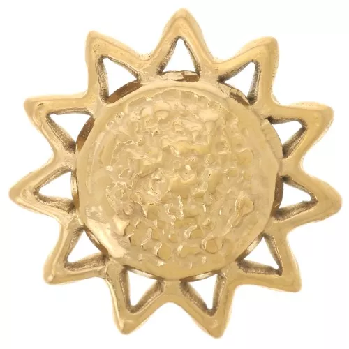 Ciondolo sole martellato a cupola 15 mm - Acciaio inossidabile 304L Dorato x1