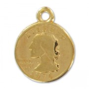 Ciondoli pezzi quarterdollar mm. 15 Dorato con oro fino x5