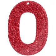 Ciondolo ovale incavato in acrilico 47x34 mm - Rosso glitter x1