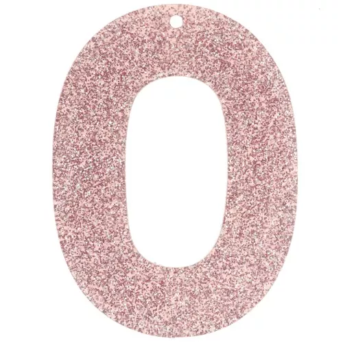 Ciondolo ovale incavato in acrilico 47x34 mm - Glitter rosa antico x1
