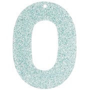 Ciondolo ovale incavato 47x34 mm in acrilico - Glitter blu smerigliato x1