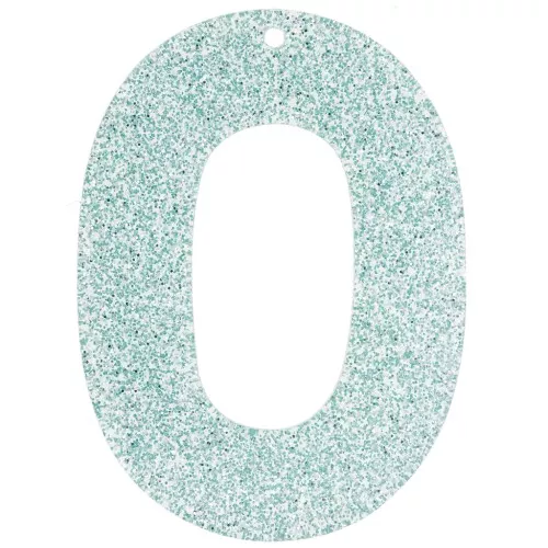 Ciondolo ovale incavato 47x34 mm in acrilico - Glitter blu smerigliato x1