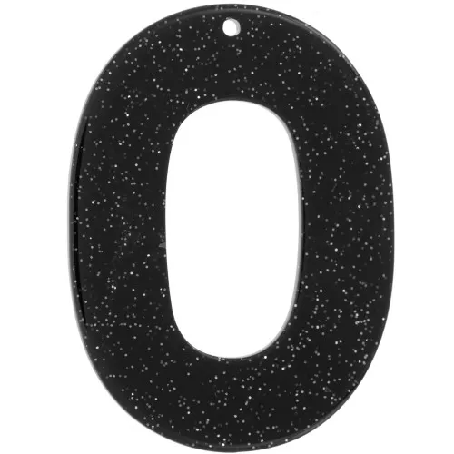 Ciondolo ovale incavato in acrilico 47x34 mm - Glitter nero x1