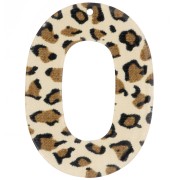 Pendente ovale incavato in acrilico 47x34 mm - Marrone ghepardo - Nero x1