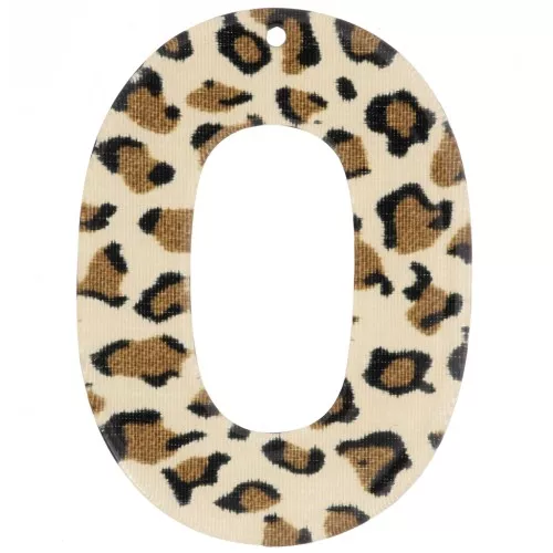 Ciondolo ovale cavo in acrilico 47x34 mm - Marrone ghepardo - Nero x1