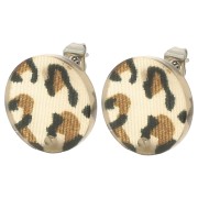 Orecchini tondi in acrilico da 15 mm - Marrone ghepardo - Nero x2|raw }}