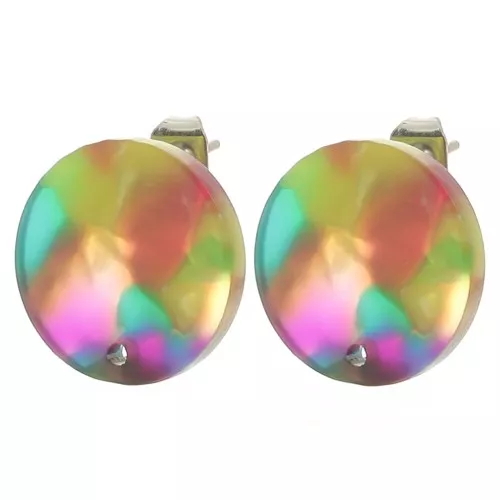 Orecchini tondi di acetato da 15 mm - Tartaruga - Turchese - Fucsia x2