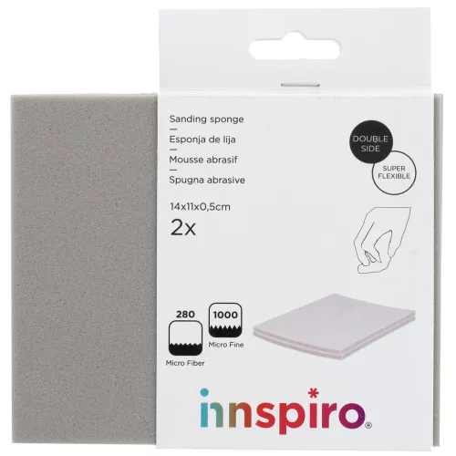 Set di 2 blocchi abrasivi in schiuma super flessibile 14x11x0,5 cm P1000 e microfibra 280