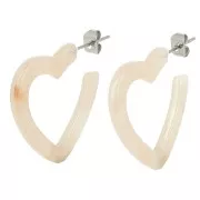 Beige - Orecchini a cerchio a cuore in acetato 26 mm - Beige marmorizzato - ecru x2 Orecchini a cerchio a cuore in acetato 26 mm - Beige marmorizzato - ecru x2
