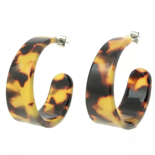 Orecchini a cerchio in acetato 35 mm Tartaruga Marrone - Nero x 2