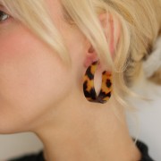 Orecchini a cerchio in acetato 35 mm Tartaruga Marrone - Nero x 2