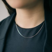 Collana con maglia a specchio - serpente piatto 0,8 mm - Argento 925 x42cm