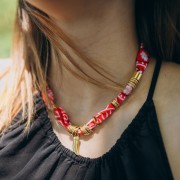 Bandana 100% cotone - Cashmere - Tie and Dye - Viola - Rosso - Arancione x1