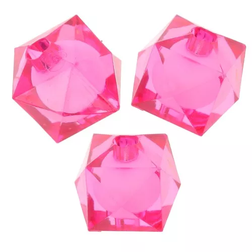 Perline sfaccettate quadrate 10 mm in acrilico trasparente - Rosa scuro x10