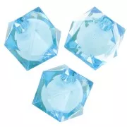 Perles carrées facettées 10 mm en acrylique transparent - Bleu ciel x10