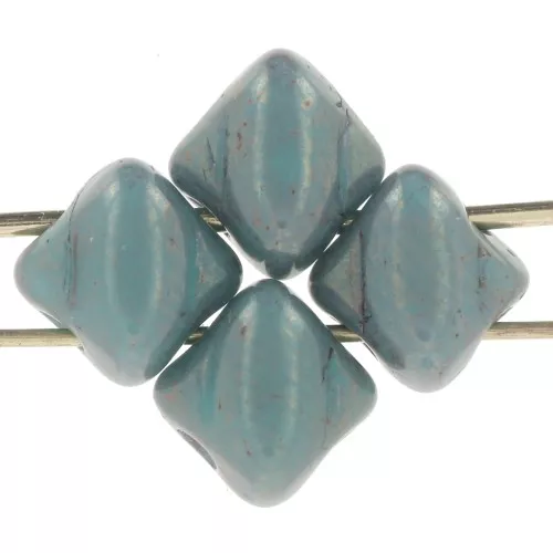 Perle di vetro 2 fori Silky Bead Dia 5x5 mm - Green Turquoise Lumi x50