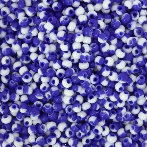 Perle Preciosa 11/0 - 2 mm - Arlecchino bianco gesso - Blu x20g