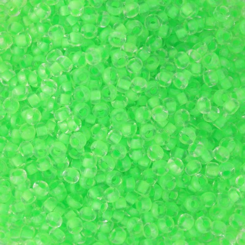 Perle di semi Preciosa 11/0 - 2 mm - Cristallo verde neon foderato x20g