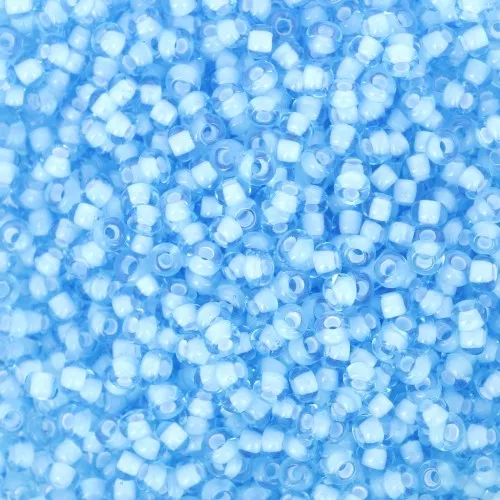 Perle di semi Preciosa 11/0 - 2 mm - Acquamarina rivestita di bianco x20g