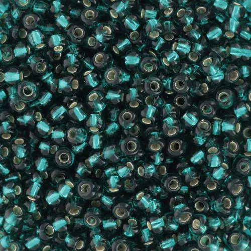 Perle di semi Preciosa 9/0 2,5 mm - Argento smeraldo rivestito x250g