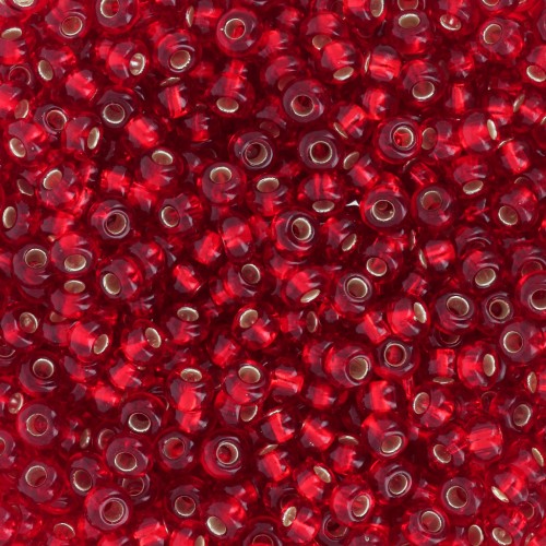 Perle di semi Preciosa 9/0 2,5 mm - Light Siam Silver Lined x250g