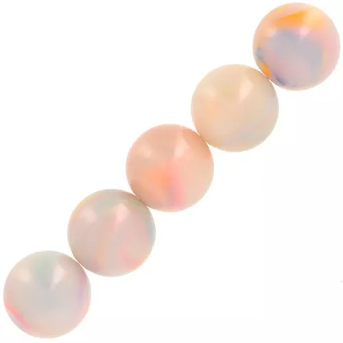 Perle rotonde in resina opaca 10 mm - Perla multicolore marmorizzata x8