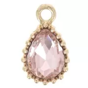 Rosa chiaro - Pendentif goutte en verre facetté 13x8mm - Doré - Rose clair x1 Pendentif goutte en verre facetté 13x8mm - Doré - Rose clair x1