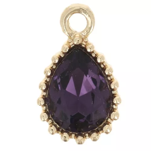 Pendente in vetro sfaccettato 13x8mm - Dorato - Viola x1