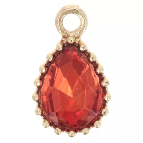 Pendente in vetro sfaccettato 13x8 mm - Dorato - Arancione x1