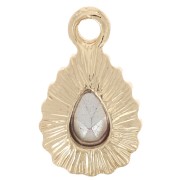 Pendente in vetro sfaccettato 13x8 mm - Dorato - Arancione x1