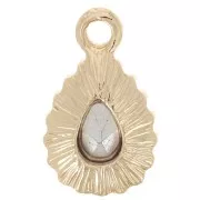 Pendente in vetro sfaccettato 13x8 mm - Dorato - Arancione x1